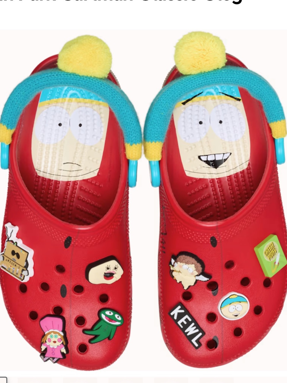 Crocs M9/W11 South Park Cartman Red Classic Cushioned Ankle Strap Slip-On Clogs